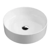 Umywalki - Massi Umywalka ceramiczna nablatowa okrągła biała bez otworu na baterię 42 cm LERA White - miniaturka - grafika 1