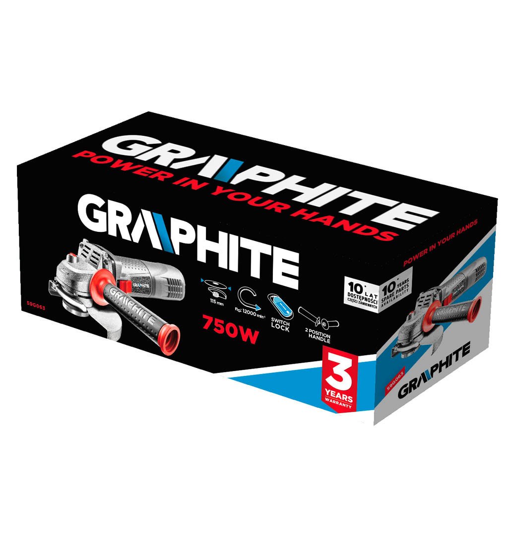 Graphite Szlifierka Kątowa 750W 115 mm Obroty 12 000 na minutę Kątówka