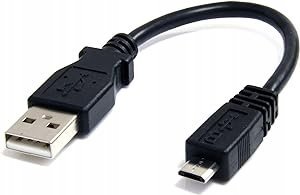 Kabel USB A - USB Micro B 15cm sztywny w stalowym oplocie