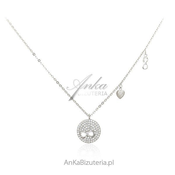 ankabizuteria.pl Naszyjnik srebrny ze znakiem nieskończoności i maleń