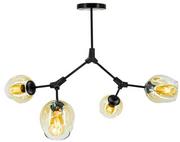 Lampy sufitowe - MLAMP Modernistyczna LAMPA plafon ELM1962/4 BLACK-21QG MLAMP sufitowa OPRAWA szklana loft chemistry czarna mosiądz ELM1962/4 BLACK-21QG - miniaturka - grafika 1