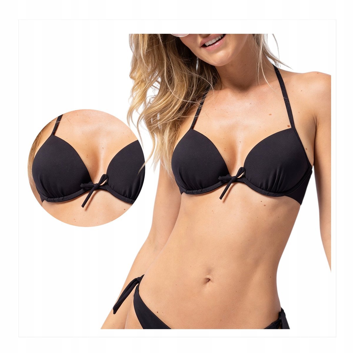 Góra od stroju kąpielowego biustonosz usztywniany 80C wiązana bikini Sielei