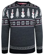 Swetry męskie - Sweter Świąteczny w Norweski Wzór - Granatowy - Brave Soul - miniaturka - grafika 1