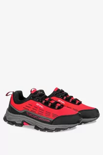 Buty trekkingowe damskie - Czerwone buty trekkingowe sznurowane unisex softshell Casu B2003-4 - grafika 1