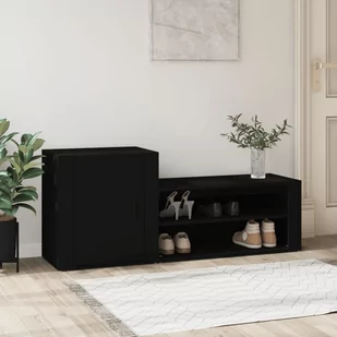 Szafka na buty, czarna, 130x35x54 cm, materiał drewnopochodny - Szafki na buty - miniaturka - grafika 1