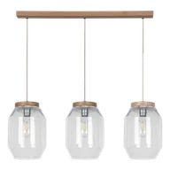 Lampy sufitowe - Britop LAMPA wisząca VASO 169110374 skandynawska OPRAWA szklany ZWIS słoiki przezroczyste drewno przezroczyste drewno - miniaturka - grafika 1