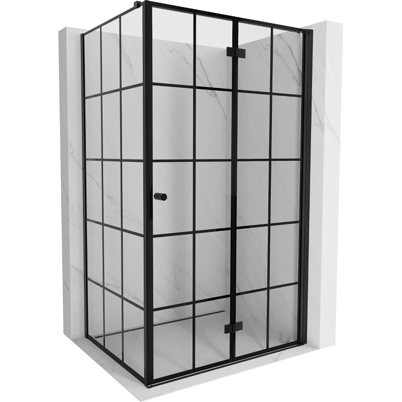 Mexen Mist-F T kabina prysznicowa składana prawa 85 x 90 cm, czarna kratka, czarna - 8A6T-085-090-70-77-P