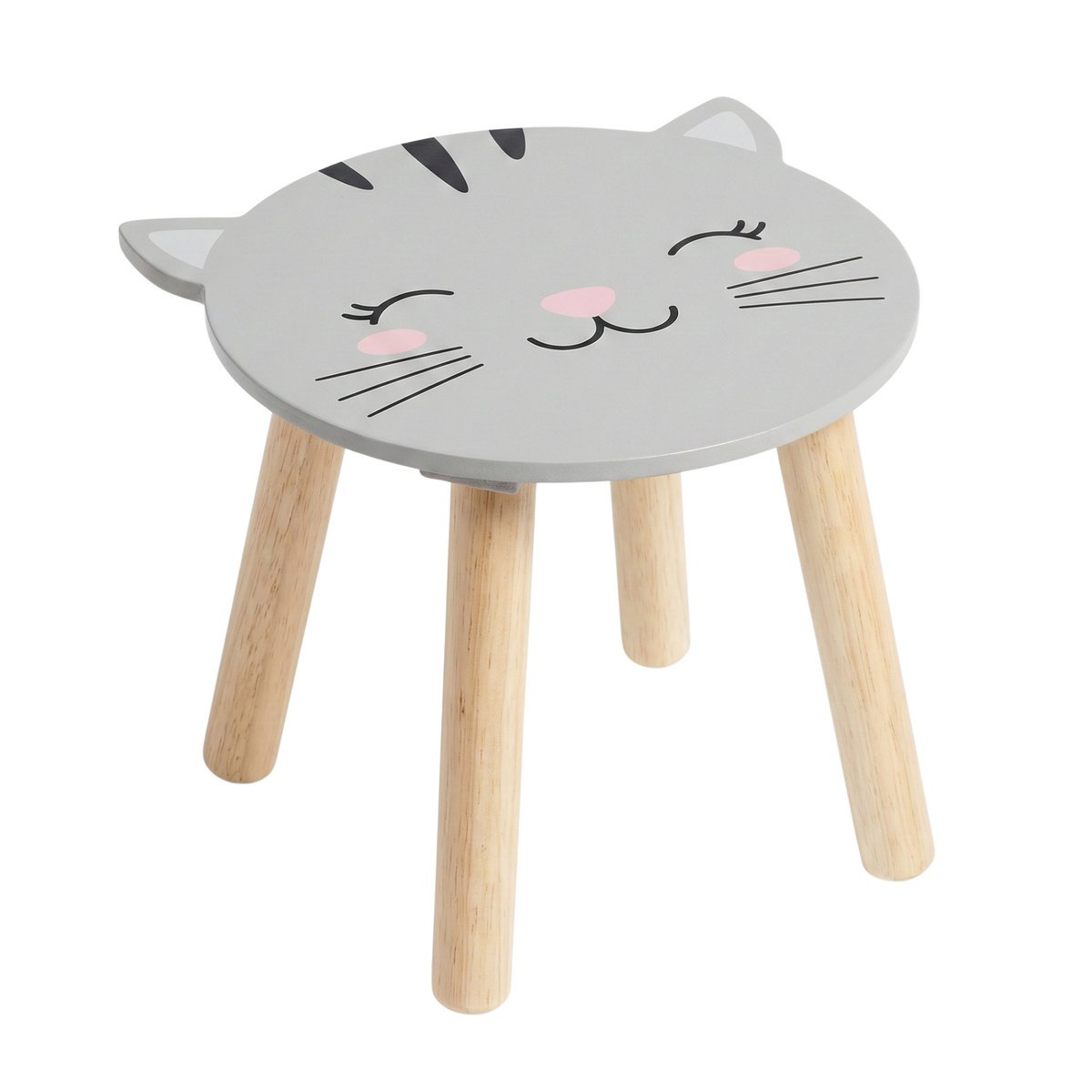 Drewniany stołek dziecięcy SAFARI z motywem zwierząt, 28 cm