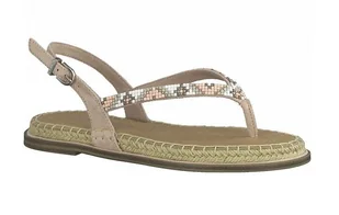 Buty damskie japonki Tamaris rozmiar 40 pudrowy róż z koralikami - Klapki i japonki damskie - miniaturka - grafika 1
