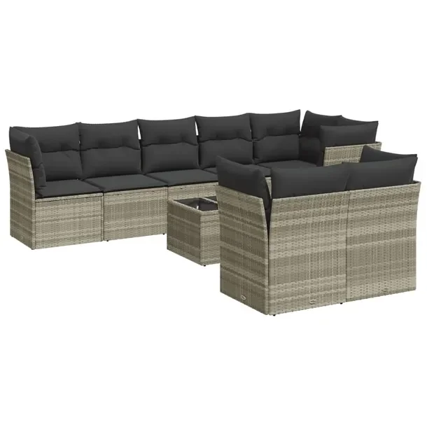 Zestaw Wypoczynkowy z Rattanu PE, Jasnoszary, Sofa 2-os.: 124x62x69 cm