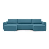 Narożniki - Turkusowy sztruksowy rozkładany narożnik Bobochic Paris Nihad Panoramique - miniaturka - grafika 1