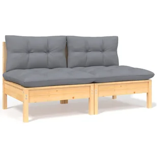 VidaXL 2-osobowa sofa ogrodowa z szarymi poduszkami, drewno sosnowe! 806651 - Sofy ogrodowe - miniaturka - grafika 1