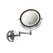 Lampy ścienne - QAZQA Designerskie lustro łazienkowe chrom regulowane LED IP44 3000K-6500K - Vicino - miniaturka - grafika 1