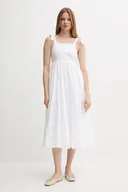 Sukienki - Pepe Jeans sukienka kolor biały midi rozkloszowana PL953749 - miniaturka - grafika 1