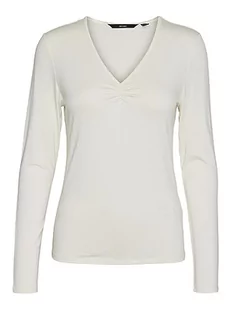 VERO MODA Bluzka damska VMALBERTE LS dekolt w serek Top JRS NOOS, Snow White, S - Bluzki damskie - miniaturka - grafika 1