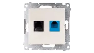 Gniazdka elektryczne - Kontakt Simon Simon 54 Gniazdo teleinformatyczne RJ45 kat.5e + RJ12 kremowe D5T.01/41 WMDK-0600xx-041 0001-00000-35763 [4349497] - miniaturka - grafika 1
