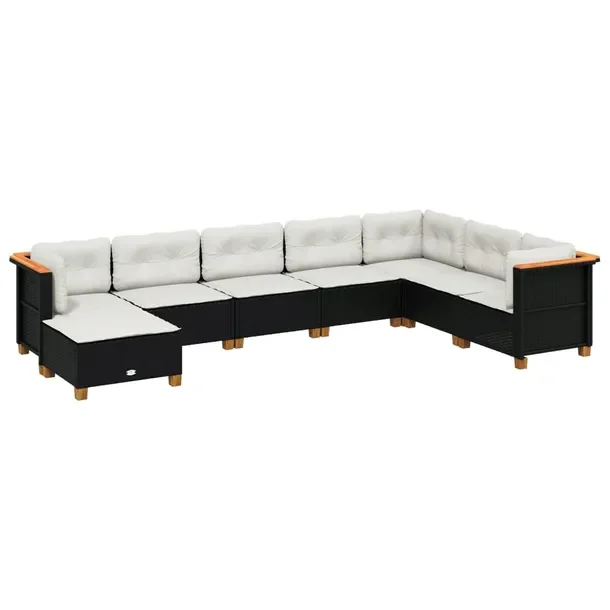 Zestaw mebli ogrodowych modułowych z rattanu PE, czarny, 63,5 x 63,5 x 62