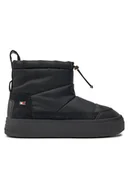 Śniegowce damskie - Tommy Hilfiger Śniegowce Flag Nylon Mini Snowboot FW0FW08334 Czarny - miniaturka - grafika 1