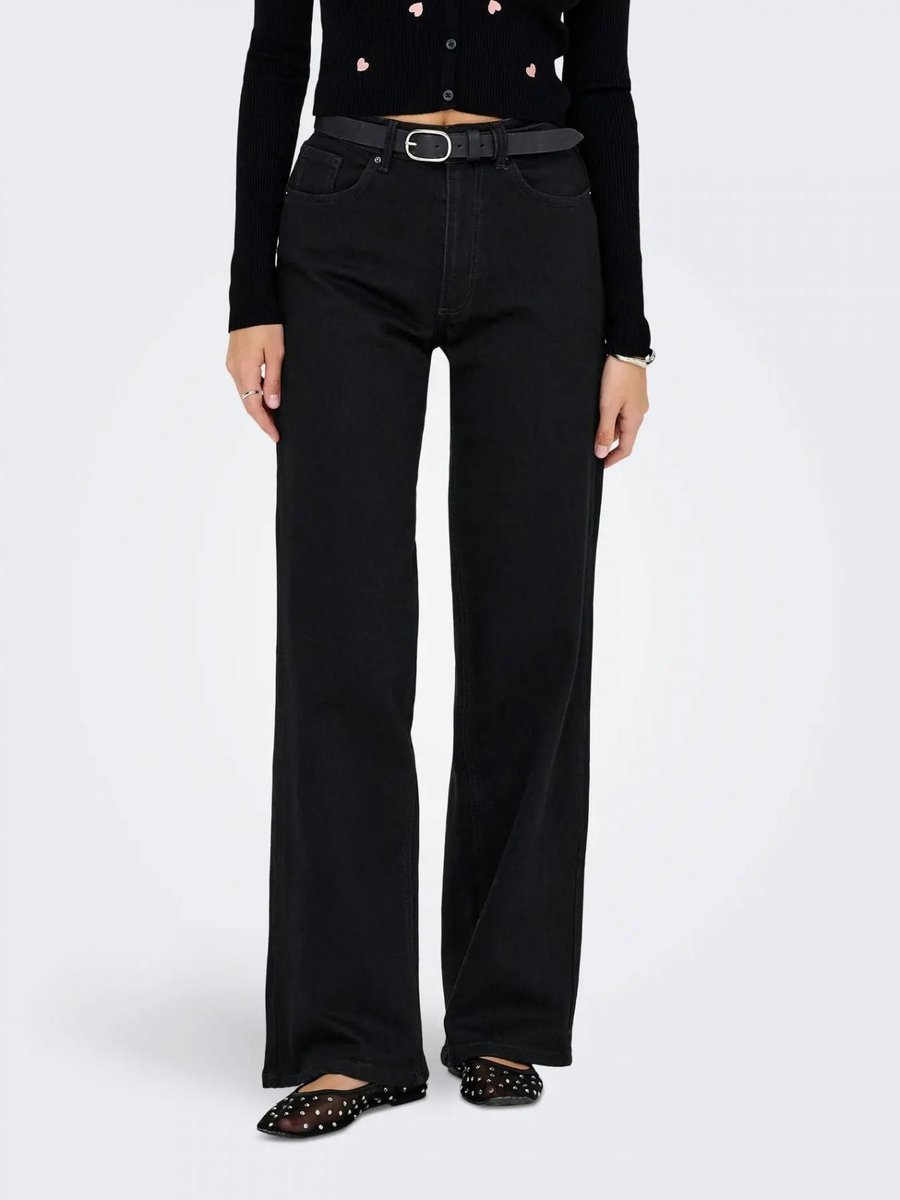 jeansy damskie only 15338858 juicy hw wide czarny denim