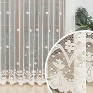 Firany - Długa firana żakardowa z delikatnym wzorem kwiatowym, kolor kremowy, wysokość 250 cm - sprzedawana na metry - miniaturka - grafika 1