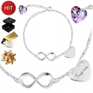 Bransoletki - Srebrna Bransoletka Damska Serce Nieskończoność 925 Na Prezent Grawer Żony - miniaturka - grafika 1