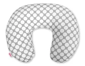 Poduszki do karmienia - Poduszka rogal do karmienia fasolka rozbieralna - kółeczka białe na szarym tle - miniaturka - grafika 1