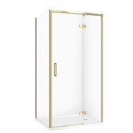 Kabiny prysznicowe - Kabina prysznicowa Cersanit Larga 100x80x195 prostokątna złoty mat transparentne z brodzikiem tako slim biały S601-458 - miniaturka - grafika 1