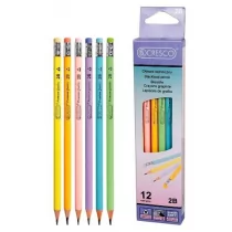 CRESCO Ołówek trójkątny 2B z gumką Pastel 12szt. - Cresco - Przybory szkolne - miniaturka - grafika 1