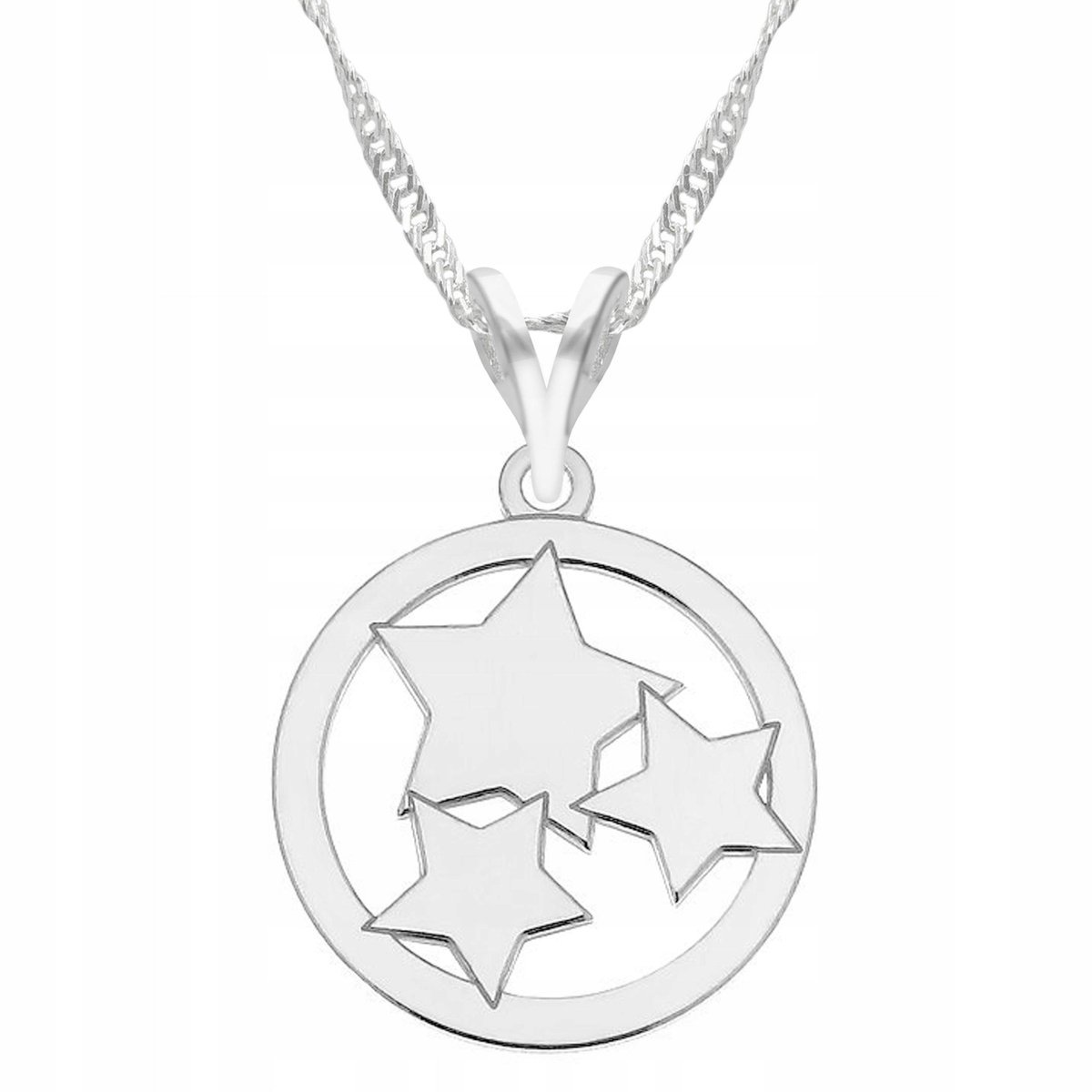 Naszyjnik Srebrny Gwiazdki Kółko Gwiazdy Blaszka z Gwiazdkami SREBRO 925