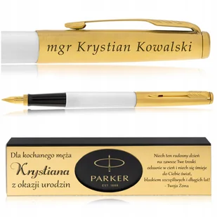 PIÓRO WIECZNE PARKER JOTTER BIAŁE + PUDEŁKO Z DEDYKACJĄ + GRAWER NA PIÓRZE - Pióra wieczne - miniaturka - grafika 1