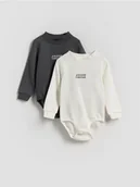 Body dla niemowląt - Reserved - Bawełniane body 2 pack - złamana biel - miniaturka - grafika 1