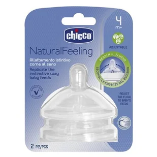 Chicco Smoczek antykolkowy 2szt do butelki NaturalFeeling przepływ regulowany 4m+ - Smoczki do butelek - miniaturka - grafika 1