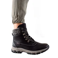 Botki damskie - Goodin Ciepłe Traperki czarne - miniaturka - grafika 1