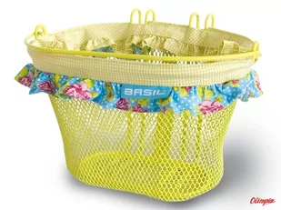 Kosz na kierownicę BASIL JASMIN ROSA BASKET JUNIOR, mocowanie na haki 12-20", stalowy, limonkowy - Koszyki rowerowe - miniaturka - grafika 1