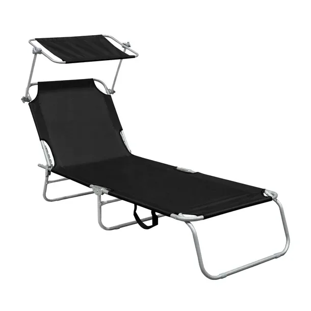 Leżak Ogrodowy Plażowy Z Daszkiem Mocny Solidny Wygodny Komfortow 186x55x24
