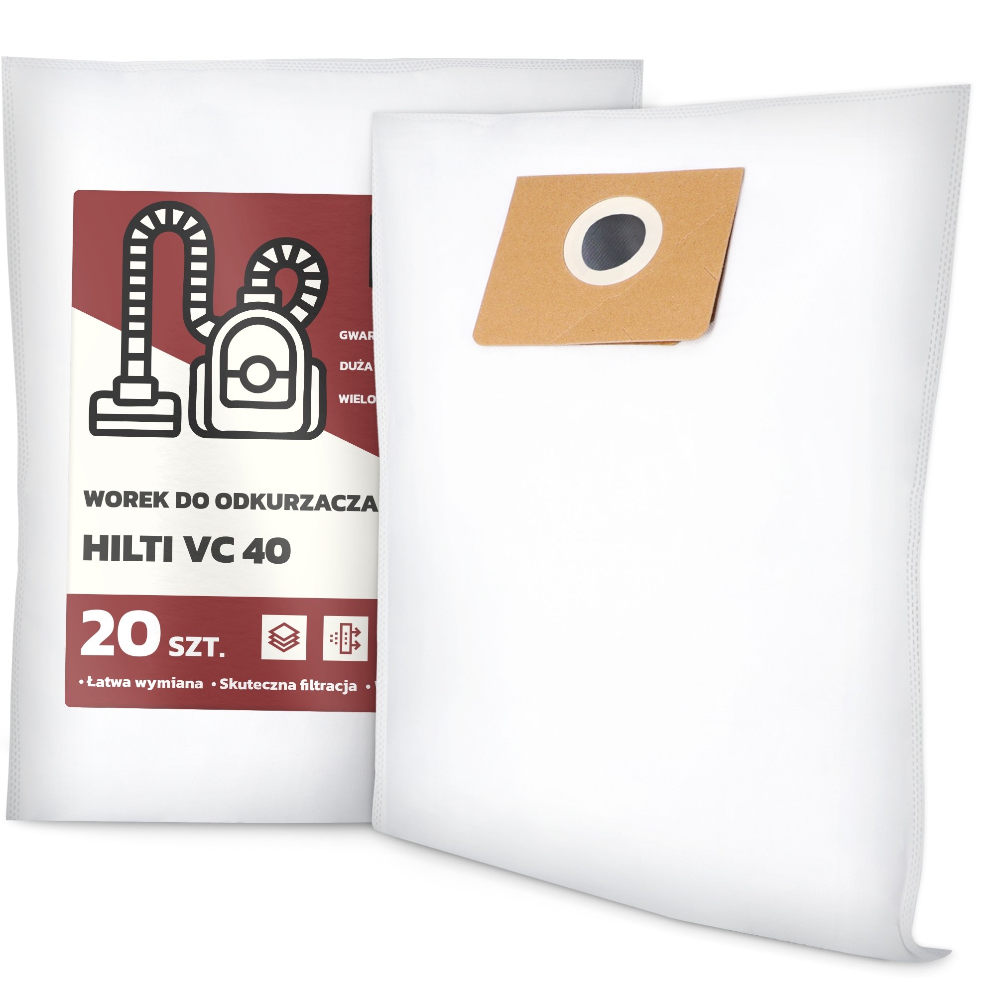 20x Worek do Odkurzacza Hilti VC 40 Syntetyczny Duży Mocny Torba Worki G9