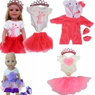 Domki dla lalek - ZESTAW DLA LALKI UBRANEK SUKIENKA PAJAC DLA BOBASA KOMPLET BUCIKI SPODNIE - miniaturka - grafika 1