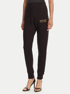 Versace Jeans Couture Spodnie dresowe 78HAAT06 Czarny Regular Fit - Spodnie sportowe damskie - miniaturka - grafika 1
