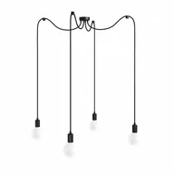 Lampy sufitowe - Czarna lampa pająk Loft multi metal line X4 lampa wisząca KOLOROWE KABLE - miniaturka - grafika 1