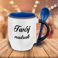Kubki - Kubek magiczny niebieskim wnętrzem i z łyżeczką z Twoim nadrukiem - miniaturka - grafika 1