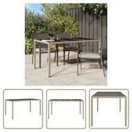 Stoły ogrodowe - The Living Store Stół ogrodowy - 150x90x75 cm - szkło i rattan PE - beżowy - Stół - miniaturka - grafika 1