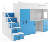 Zestawy mebli dla dzieci - Biało-niebieskie piętrowe łóżko dla dzieci 3w1 F7-H16 - miniaturka - grafika 1