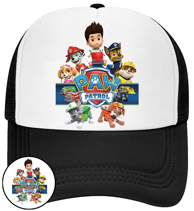 CZAPKA Z DASZKIEM PSI PATROL DLA DZIECI SIATKA CZARNA BEJSBOLÓWKA