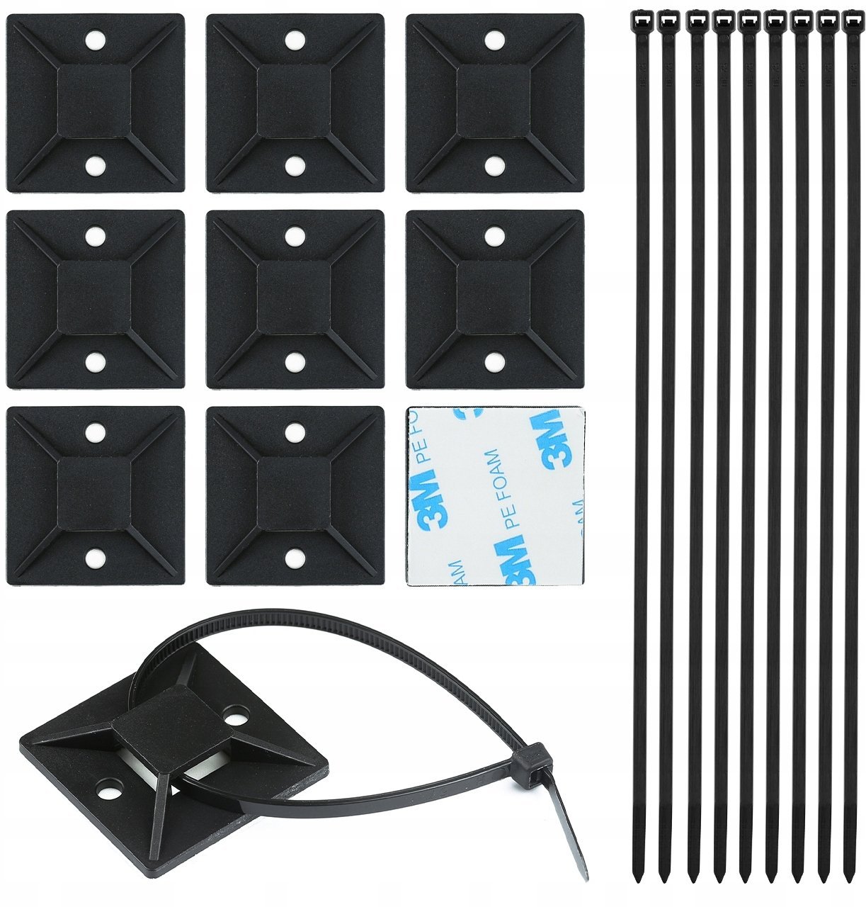 Interlook ORGANIZER DO KABLI UCHWYT 10 SZT TRYTYTKI KLEJ 3M