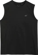 Koszulki męskie - Koszulka męska beż rękawów tank top 4FWMM00TSLEM125 czarny - miniaturka - grafika 1