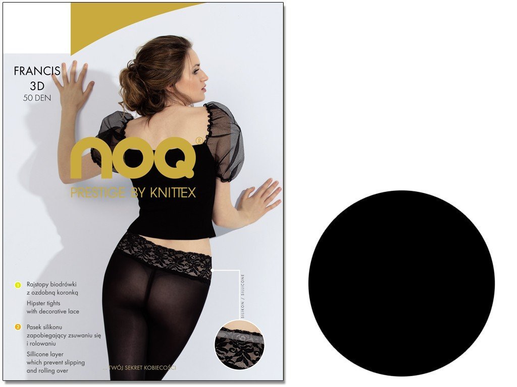 Rajstopy Biodrówki Z Koronką Francis 50 Den Nero 2