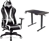 Fotele gamingowe - Fotel Diablo Chairs X-Horn 2.0 czarno-biały + EGON 1100 Orzechowe 110 cmx60 cm - miniaturka - grafika 1