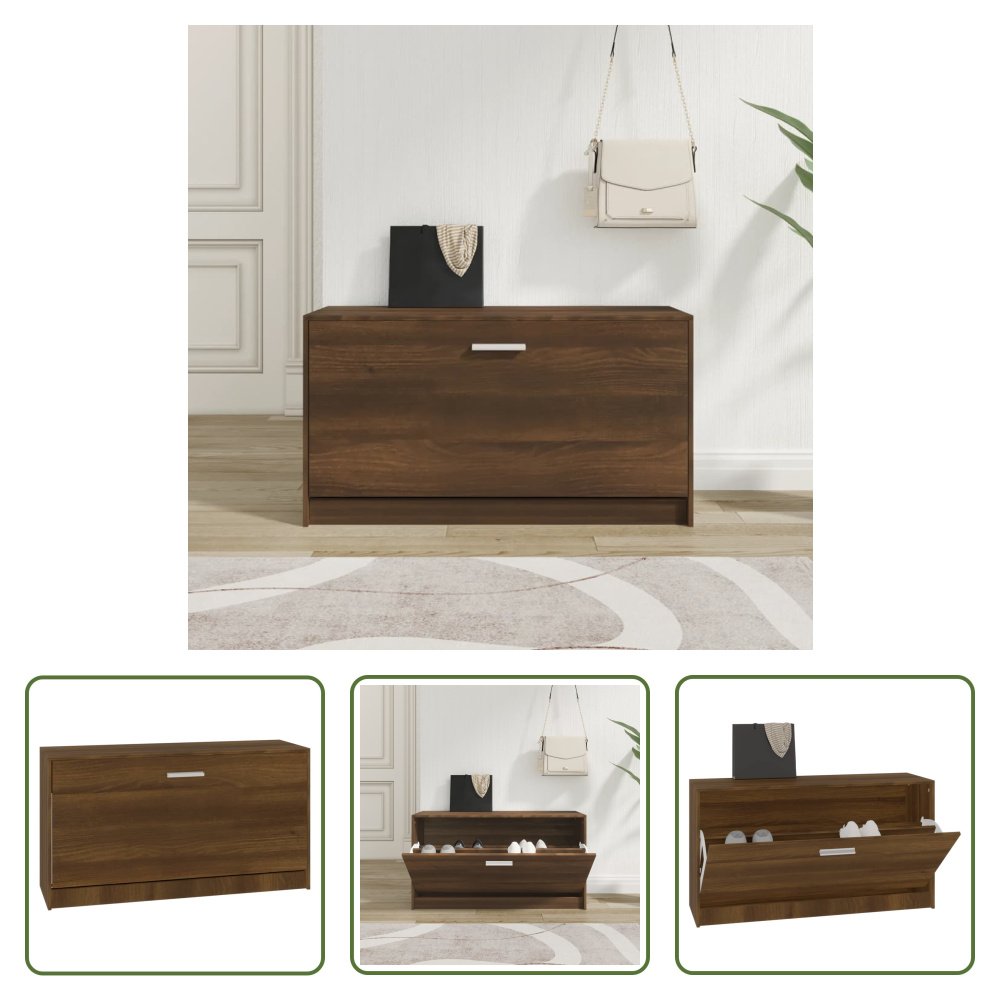 The Living Store Ławka na buty brązowy dąb 80x24x45 cm Materiał drewnopochodny