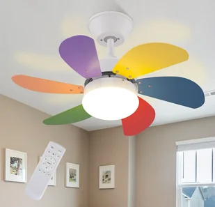 ZMH E27 Wentylator sufitowy ze światłem i pilotem Cichy Energooszczędny Salon 6 łopatek 75 cm Czas 1H/2H/4H Bez źródła światła - Wentylatory sufitowe - miniaturka - grafika 1