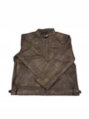 Kurtki męskie - Skórzana kurtka męska brązowa REAL LEATHER M - miniaturka - grafika 1